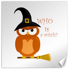 Halloween Orange Witch Owl Canvas 16  X 16   by Valentinaart