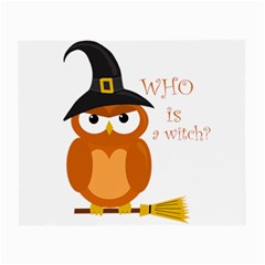 Halloween Orange Witch Owl Small Glasses Cloth (2-side) by Valentinaart