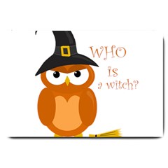 Halloween Orange Witch Owl Large Doormat  by Valentinaart