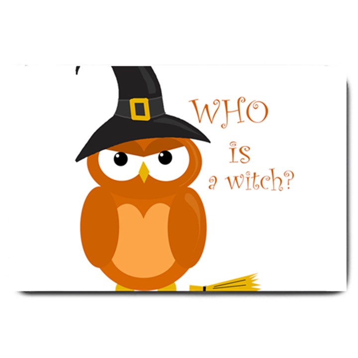 Halloween orange witch owl Large Doormat 