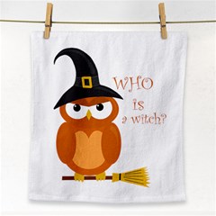 Halloween Orange Witch Owl Face Towel by Valentinaart