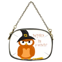 Halloween Orange Witch Owl Chain Purses (two Sides)  by Valentinaart