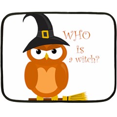 Halloween Orange Witch Owl Fleece Blanket (mini) by Valentinaart