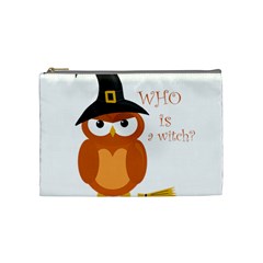 Halloween Orange Witch Owl Cosmetic Bag (medium)  by Valentinaart