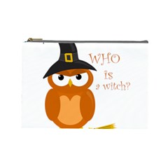 Halloween Orange Witch Owl Cosmetic Bag (large)  by Valentinaart