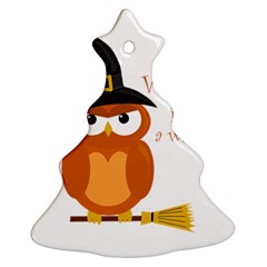 Halloween Orange Witch Owl Ornament (christmas Tree)  by Valentinaart