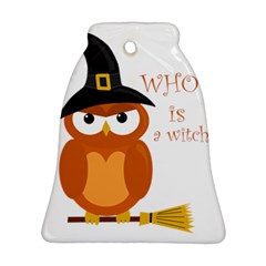 Halloween Orange Witch Owl Ornament (bell) by Valentinaart