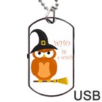 Halloween orange witch owl Dog Tag USB Flash (Two Sides) Front