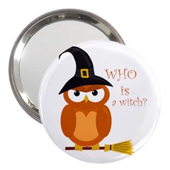 Halloween Orange Witch Owl 3  Handbag Mirrors by Valentinaart