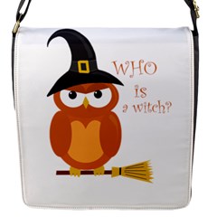 Halloween Orange Witch Owl Flap Messenger Bag (s) by Valentinaart