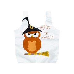 Halloween Orange Witch Owl Full Print Recycle Bags (s)  by Valentinaart