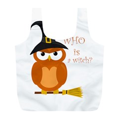 Halloween Orange Witch Owl Full Print Recycle Bags (l)  by Valentinaart