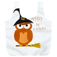 Halloween Orange Witch Owl Full Print Recycle Bags (l)  by Valentinaart