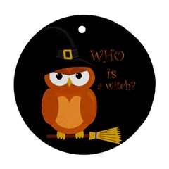 Halloween Orange Witch Owl Ornament (round) by Valentinaart