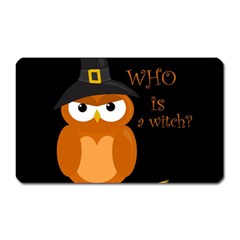 Halloween Orange Witch Owl Magnet (rectangular) by Valentinaart