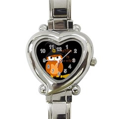 Halloween Orange Witch Owl Heart Italian Charm Watch by Valentinaart