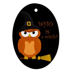 Halloween Orange Witch Owl Oval Ornament (two Sides) by Valentinaart