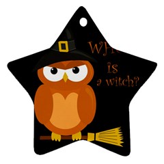 Halloween Orange Witch Owl Star Ornament (two Sides) by Valentinaart