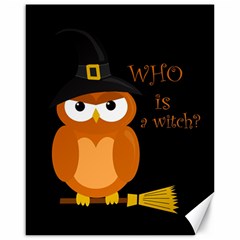 Halloween Orange Witch Owl Canvas 16  X 20   by Valentinaart