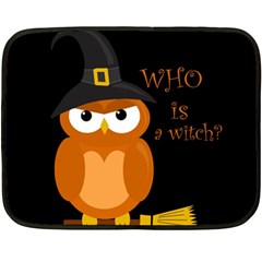 Halloween Orange Witch Owl Fleece Blanket (mini) by Valentinaart