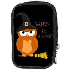 Halloween Orange Witch Owl Compact Camera Cases by Valentinaart