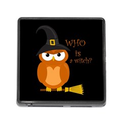 Halloween Orange Witch Owl Memory Card Reader (square) by Valentinaart