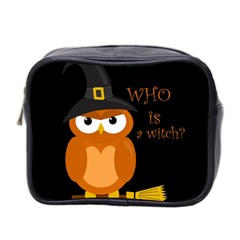 Halloween Orange Witch Owl Mini Toiletries Bag 2-side by Valentinaart