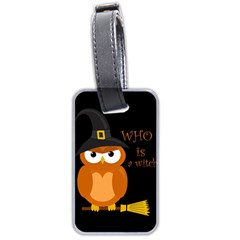 Halloween Orange Witch Owl Luggage Tags (two Sides) by Valentinaart