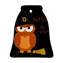 Halloween Orange Witch Owl Bell Ornament (two Sides) by Valentinaart