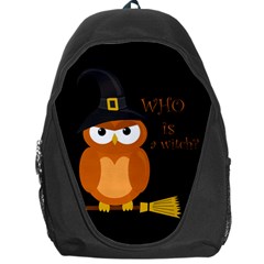 Halloween Orange Witch Owl Backpack Bag by Valentinaart