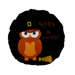 Halloween Orange Witch Owl Standard 15  Premium Round Cushions