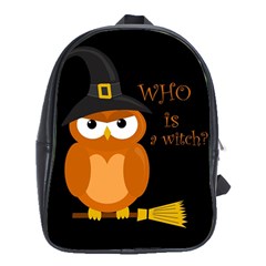 Halloween Orange Witch Owl School Bag (xl) by Valentinaart