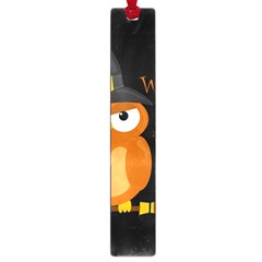 Halloween Orange Witch Owl Large Book Marks by Valentinaart