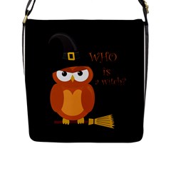 Halloween Orange Witch Owl Flap Messenger Bag (l)  by Valentinaart