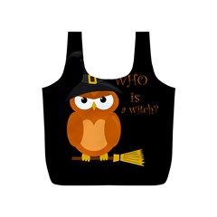 Halloween Orange Witch Owl Full Print Recycle Bags (s)  by Valentinaart