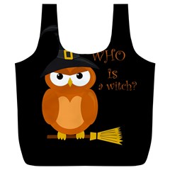 Halloween Orange Witch Owl Full Print Recycle Bags (l)  by Valentinaart