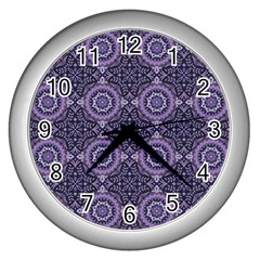 Oriental Pattern Wall Clocks (silver)  by ValentinaDesign