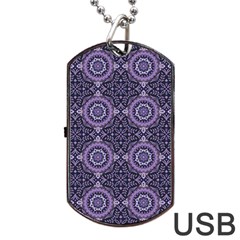 Oriental Pattern Dog Tag Usb Flash (two Sides) by ValentinaDesign