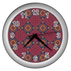 Oriental pattern Wall Clocks (Silver) 