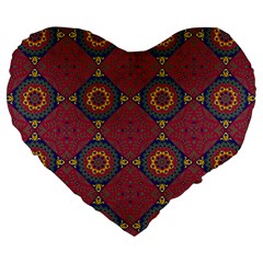 Oriental pattern Large 19  Premium Heart Shape Cushions