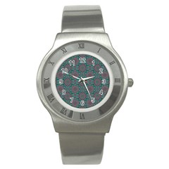 Oriental Pattern Stainless Steel Watch