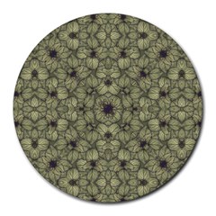 Stylized Modern Floral Design Round Mousepads by dflcprints