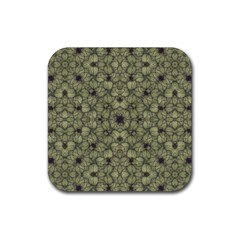 Stylized Modern Floral Design Rubber Coaster (square)  by dflcprints