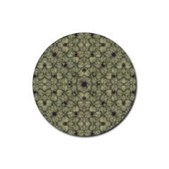 Stylized Modern Floral Design Rubber Coaster (round)  by dflcprints