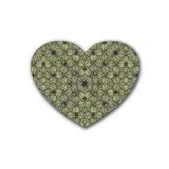 Stylized Modern Floral Design Rubber Coaster (heart)  by dflcprints