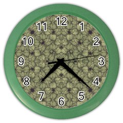 Stylized Modern Floral Design Color Wall Clocks by dflcprints