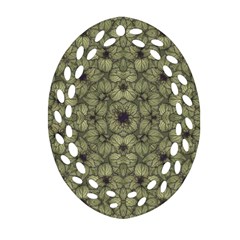 Stylized Modern Floral Design Oval Filigree Ornament (two Sides) by dflcprints