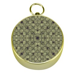 Stylized Modern Floral Design Gold Compasses by dflcprints