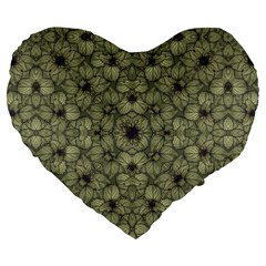 Stylized Modern Floral Design Large 19  Premium Flano Heart Shape Cushions by dflcprints