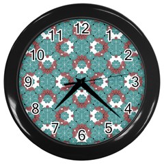 Colorful Geometric Graphic Floral Pattern Wall Clocks (black)